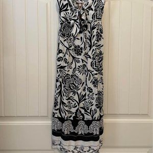 NWT Knox Rose black & white maxi dress w/side pockets &adjustable straps XS